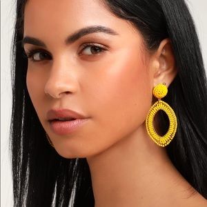 Calliandra Yellow Beaded Statement Earrings